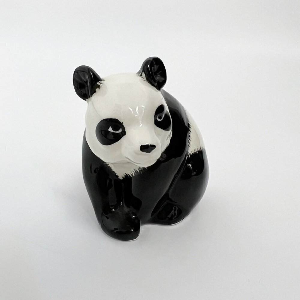 VTG Panda Bear Glazed Glossy Ceramic Porcelain Figurine - Picture 2 of 9